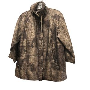Erin London Crocodile Pattern Jacket with 3/4 Sleeves Women's Size M  Brown/Tan